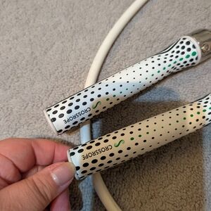 CrosSrope Jump Rope - White with Black & Green Dots